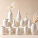 Set of 12 White Ceramic Vase for Pampas Grass Flowers, Japandi Small Vases in Bulk for Wedding Centerpieces, Shelf and Table Decorations, Living Room and Bedroom Decor, DIY Gift