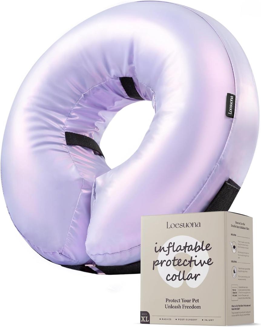 Inflatable Dog Cone Collar - Donut Collar Recovery ECollar Alternative After Surgery - Soft Dog Cone for Small Medium Large Dogs (X-Large [Neck:16"-20"])