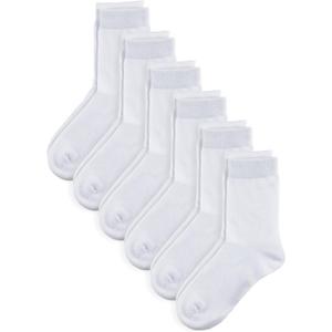 COTTON DAY Unisex Little Kids Youth Boys Girls Soft Cotton Crew Dress Socks Seamless Toe Black White Gray Navy 6 Pack (Medium)