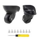 Black 7.8x8.1x4cm Plastic Large Left & Right Luggage Wheels W151 DIY Replacement Pack of 2