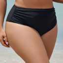 Leoparts Plus Size Women's Bikini Bottom High Waisted Drawstring Swimsuit Bottoms Ruched Full Coverage Bathing Suit Briefs (Black, L)