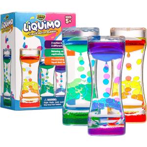 YoYa Toys Liquimo - Liquid Motion Bubbler - 3 Pack - Sensory Fidget Desk Toy for Kids & Adults - Relaxing Hourglass Timer Tubes - Calming Visual Play for School, Home, Office, Stress Relief and Focus