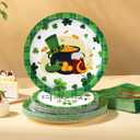 St Patricks Day Plates and Napkins Sets - Green St Patricks Day Disposable Plates for Party Supplies - Serves 25 - For Saint Day Party Decorations