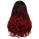 Kaneles Ombre Red Curly Wig Long Wavy Hair Wigs for Women Black Red Synthetic Fiber Hair Cosplay Party Halloween Wigs
