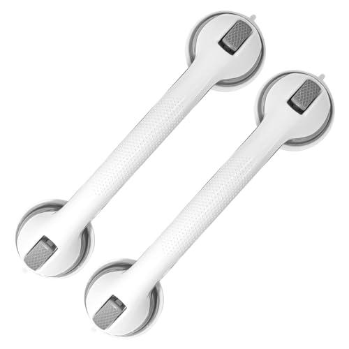 2-Pack Grab Bars for Bathtubs and Showers, 16 inch Shower Handle Suction Shower Bar, Safety Bars for Shower Chair, Bathroom Grab Bar for Senior，No Drilling Removable (Gray, 16 inch)