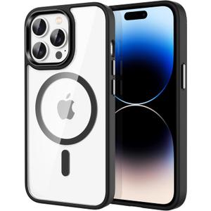 CACOE Magnetic Case for iPhone 14 Pro Max 6.7 inch-Compatible with MagSafe & Magnetic Car Phone Mount,Not Yellowing Anti-Scratch (Black)