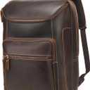 LANNSYNE Full Grain Leather Backpack For Men, 17" Laptop Backpack, Casual Outdoor Business Travel Rucksack, YKK Zippers