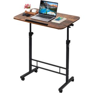 Small Standing Desk Adjustable Height,Rolling Computer Desk,Mobile Standing Desk with Wheels,Portable Stand Up Desk,Tall Computer Table,Adjustable Desktop Sit Stand Desk,Size 31.5x15.7 Inch Brownish C (32'')
