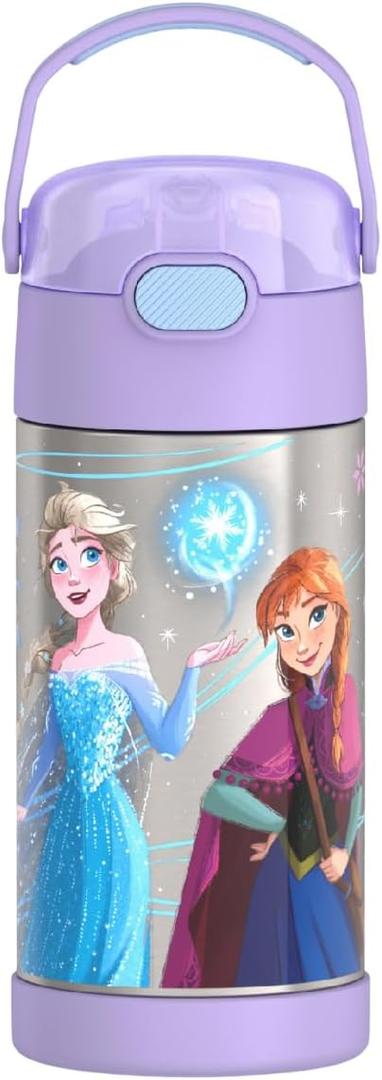 THERMOS FUNTAINER Water Bottle with Straw - 12 Ounce - Kids Stainless Steel Vacuum Insulated Water Bottle with Lid, Frozen 2