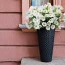 6 Bundles Artificial Morning Glory Fake Boxwood Shrubs UV Resistant No Fade Faux Greenery Plastic Petunia for Home Garden Hanging Planter Indoor Outdoor Porch Patio Wedding Decoration(White)