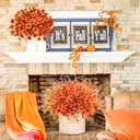 Uieke 72PCS Artificial Mums for Outdoors Fake Fall Outdoor Violet Flowers Orange Calla Lilly and Autumn Ferns No Fade for Outside Window Box Porch Planters Garden Decor