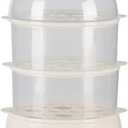 KOMBABE 3-Tier Electric Egg Cooker with Automatic Shut-Off  Compact Steamer for Hard/Soft Boiled Eggs, Chicken & Breakfast Foods, Includes Spoon (White)