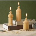 Lyrow 3 Pcs Ramadan Mubarak Scented Soy Candles Eid Islamic Muslim Home Decor Ramadan Mosque Shaped Small Pillar Candles Set Gift for Islam Eid Muslim Festival Home Decorations, 3 Design