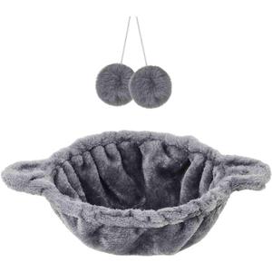 12.2 Inches Cat Tree Replacement Hammock Two Handles Grey Tower Basket Lounger Bed and 2 Pcs Hanging Toys with Elastic Strings for Cat Trees Replacement Parts