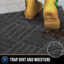 PLEASOR Front Door Mat, Absorbent Dirt Trapper Welcome Door mat Indoor, Non Slip Machine Washable Entryway Rug, Dog Door Mat, Shoes Scraper, Low Profile Doormat for Inside Floor, 20x32, Charcoal (2'8" x 1'8" (Rectangular))