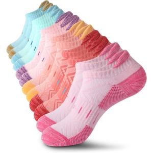 YOJOOM Ankle Socks for Women 6 Pairs Athletic Cushioned Running Low Cut Socks Womens (US, Numeric, 8/10, Regular, Multicolour)