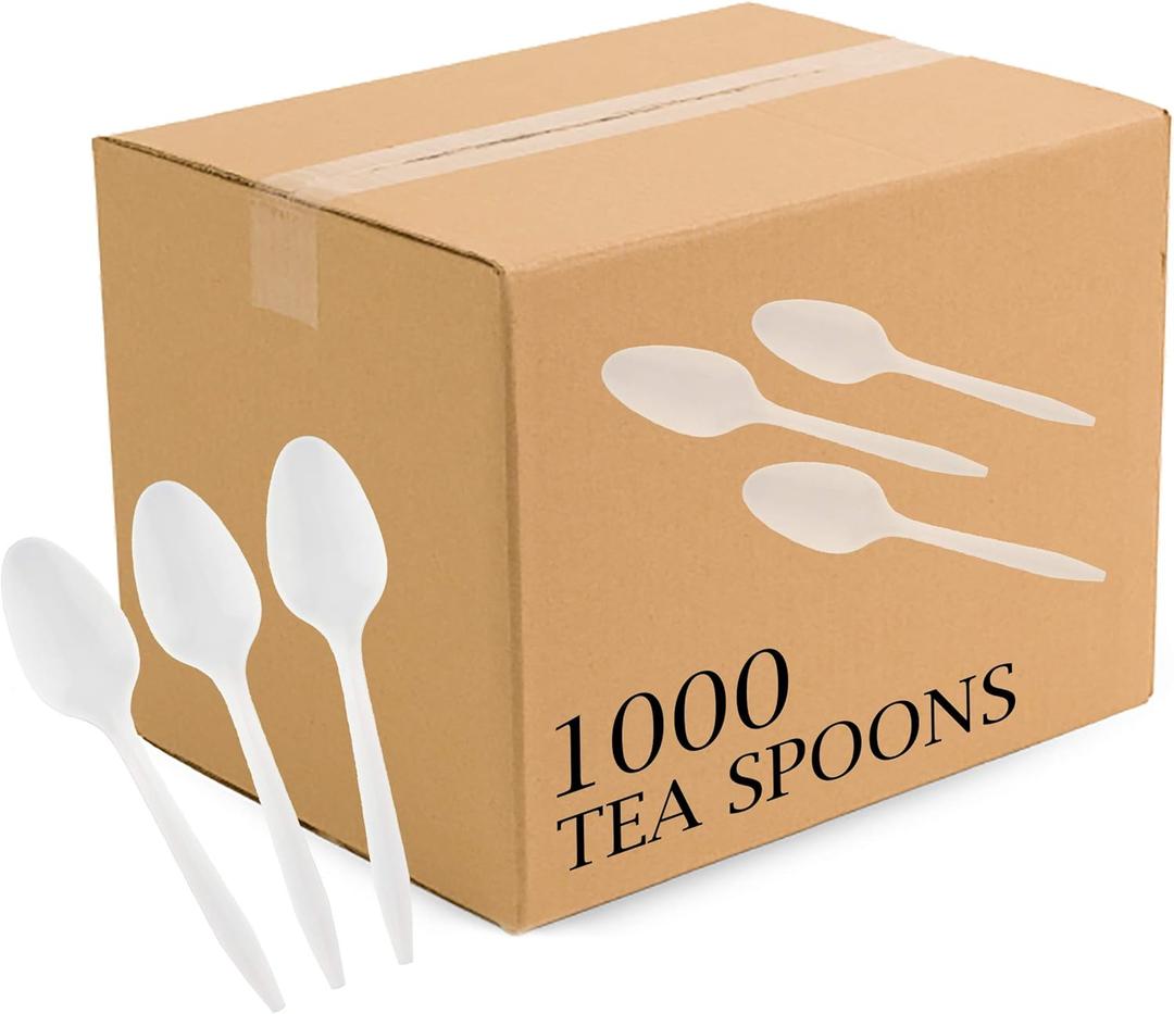 Plasticpro Cutlery Plastic Teaspoons Medium Weight Disposable Silverware White (1000 Count) Plasticpro Cutlery Plastic Teaspoons Medium Weight Disposable Silverware White (1000 Count)