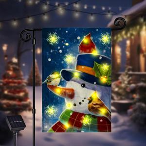 Fall Lights Garden Flag,Double Sided LED Outdoor Christmas Yard Flag for Winter Christmas Outdoor Decoration (Snow, 12 * 18)