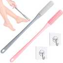 Toe Cleaning Brush,Foot Scrubber for Shower with 15.7" Long Handle Soft Silicone Cleaning Shower Brush Foot Care for Seniors,Elderly, Men and Women (Grey+Pink)
