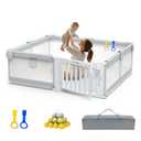 71" 59" Large Baby Playpen with Gate, Easy Access Play Pen for Infants and Toddlers, Play Yard for 0-3 Years Old, Baby Fence Playyard for Living Room, Anti-Fall, Breathable Mesh