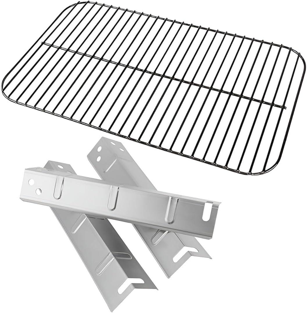 Set of Porcelain Cooking Grid and 3 x Stainless Steel Heat Plates for Walmart Expert Grill 3 Burner XG10-101-002-02 Model, Expert Grill Replacement Parts 3 Burner, Expert Grill Parts