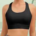 Sports Bras for Women, High Impact Push Up Criss Cross Back Padded Strappy Workout Running Sports Yoga Bras for Women Full Support for Large Bust, Black-XXL (Black, XXL)