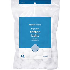 Amazon Basics Cotton Balls for Skincare, Makeup Removal, Cotton, Hypoallergenic, 200 Count (Previously Solimo)