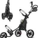 findway Golf Push Cart 3 Wheel, Lightweight & Compact Fold Golf Bag Cart, Golf Caddy Push Carts with Foot Brake, Adjustable Handle, Mesh Bag, Storage Bag, Umbrella & Drink Holder