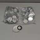 300 Pieces Blank Button Making Supplies Round Badge Parts Metal Pin Badge Kit for Button Maker Machine, Including Metal Shells Back Cover and Clear Film(1.46 Inch,Silver)
