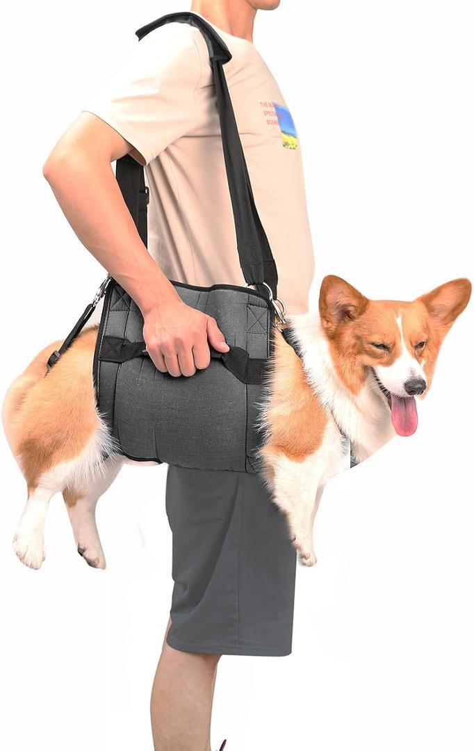 COODEO Dog Carry Sling, Emergency Backpack Pet Legs Support & Rehabilitation Dog Lift Harness for Nail Trimming, Dog Carrier for Senior Dogs Joint Injuries, Arthritis, Up and Down Stairs(L, Black)