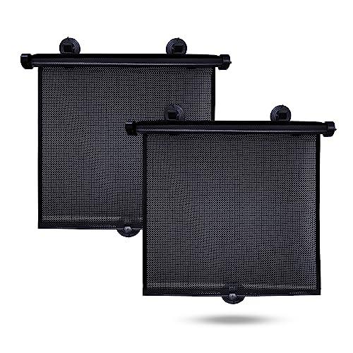 EcoNour Car Side Window Sun Shade (2 Pack) | Retractable Roller Sunshade for Kids | Baby Car Window Shades for UV and Sun Glare Protection | Baby Travel Accessories (15"x17")