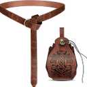 Medieval Renaissance Accessories - Halloween Belt Pouch Bracer Sword Frog Set -Viking Pirate Knight Costume for Men and Women