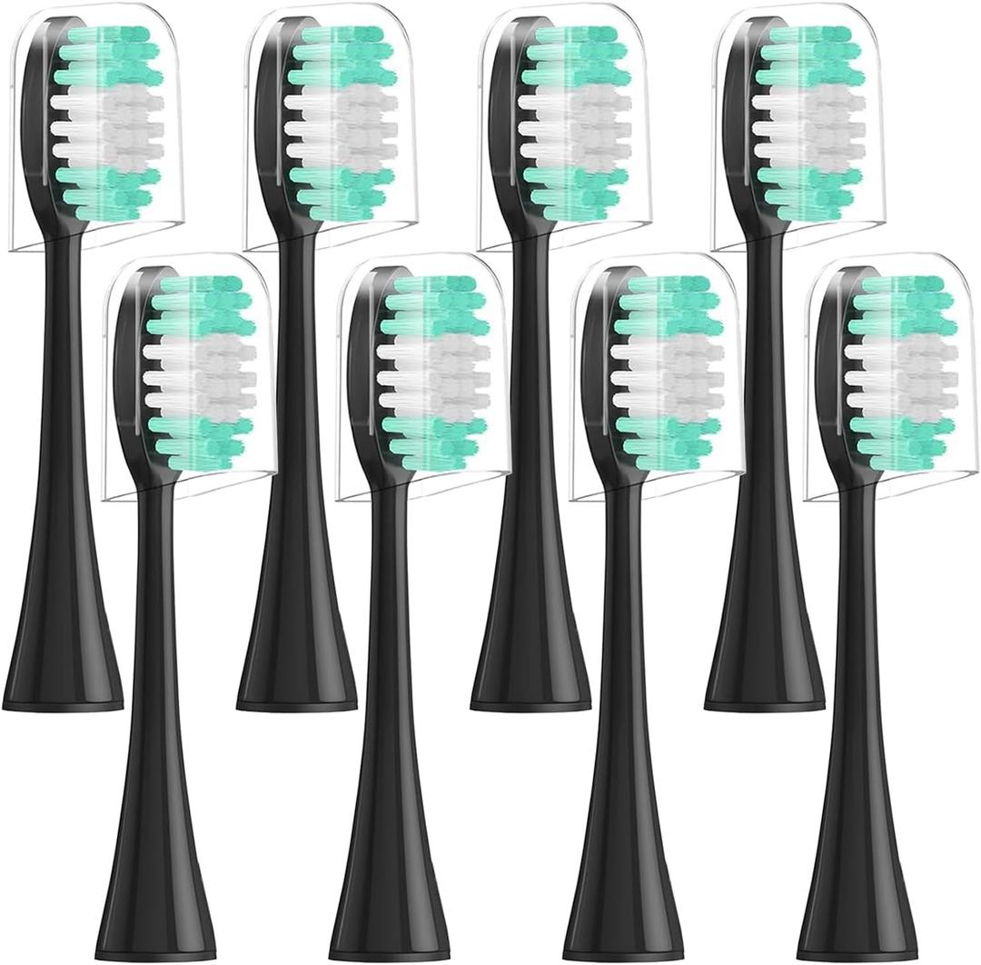 Replacement Toothbrush Heads 8 Pack Compatible with AquaSonic Black Series, Vibe Series Electric Toothbrush, Black
