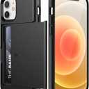 JETech Wallet Case for iPhone 12/12 Pro 6.1-Inch with Card Holder, Dual Layer Shockproof Protective Phone Cover, Sliding Hidden Slot (Black)