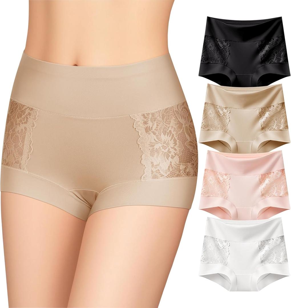 women's underwear Lace seamless invisible No Show Briefs Soft breathable panties Women's sexy low-rise panties (X-Large, Black+rose+pink+white)