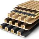 Upick WPC Slat Wall Panels, 6 Pack 6.6 x 6.6 in 3D Wood Wall Panels Fluted Textured for Interior Wall Decor, Sample Pack