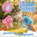 2-Pack Bubble Gun for Toddlers 1-3 Kids 4-8, 15-Holes Automatic Bubble Machine Blower Blaster Maker with 2 Bottles Solution, Easter Party Favors Summer Outdoors Wedding Toys Gifts for Boys Girls