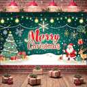 Festive Merry Christmas Banner Colorful Xmas Tree Decoration Santa Claus Snowflake Banner for Home Party Holiday Celebration