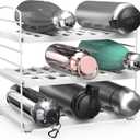 Simple Houseware Water Bottle and Travel Mug Cabinet Adjustable Storage Rack Organizer, White