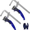 2-Pack Quick Release Ratchet Track Saw Clamps w/ 6 1/2" Capacity x 2 1/2" Throat Depth, T-track Clamp for MFT/Guide Rail, 600LB Clamping Force Chrome Plated Bar and Non-Marring Pad