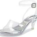 NBUUNBU Clear Strappy Heels For Children Transparent Ankle Strap Platform High Heeled Sandals Sexy Stiletto Comfortable Crystal Dress Shoes Adjustable Buckle Open Toe Pump Mules size 35