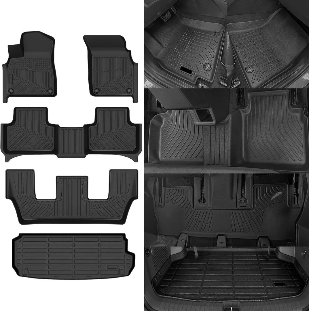 Naibeve Floor Mats for Audi Q7 / SQ7 2020-2024 2025(Not for 5 Seats) - All Weather for Audi Q7 Floor Mats Cargo Mat Trunk Liner Cargo Liner, Black