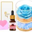 Christmas/Thanksgiving Rose for Women,Home Scent Roses Real Fragrance Last,Eternal Flowers Rose Gifts for Women/Her/Mom/Wife Girlfriend,Perfect Decoration for Bedroom and Office. (Pale Blue)
