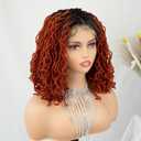 MISS FANCY 16 Inch Burgundy Short Bob Braided Wig for Black Women - 4x4 Lace Front Glueless Faux Locs & Twist Braids with Baby Hair, Synthetic Protective Style (#T2/350)