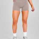 Unthewe Women's Workout Gym Biker Shorts High Waisted Athletic Booty Yoga Shorts with Tummy Control(U729-Carbon Dust-L) (Beige, L)