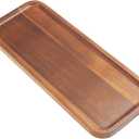 Small Solid Acacia Wood Serving Trays and Platters - Wooden Mini Charcuterie Boards, Rectangle Cheese Board for Food, Bathroom, Home Decor, Kitchen Counter, (14" x 5.5", 1 Pack)