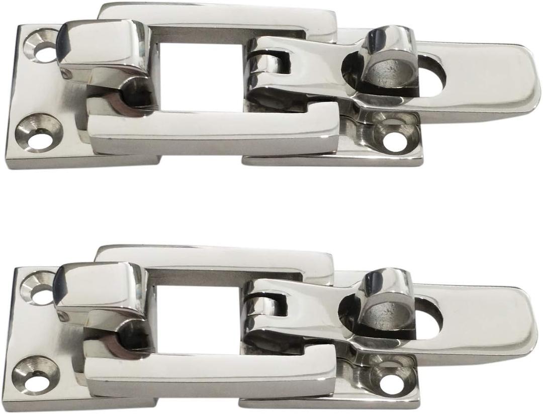 keehui Pair Marine Grade Heavy Dudy 316 Stainless Steel Lockable Latch Marine Boat Door Lock Latch Anti-Rattle Fastener Clamp