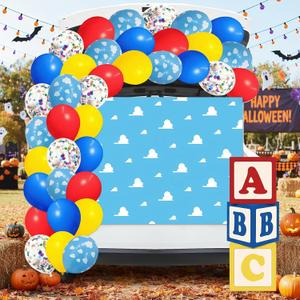 Halloween Trunk or Treat Car Decoration Kit Blue Sky and White Clouds Balloon Decoration Accessories for Outdoor Car Trunk, Holiday Party Decoration Supplies