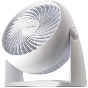 Honeywell TurboForce Air Circulator, Small Tabletop Fan, Quiet Personal Fan for Home or Office, 3 Speeds, 90 Degree Pivoting Head, White, HT-904