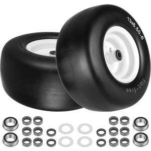 13x6.50-6 Flat Free Lawn Mower Tire and WheelWith 3/4" & 5/8" Bearing, 4"-7.2" Centered Hub, 13x6.50-6 Zero Turn Mower Front Tires Compatible with Commercial Grade Lawn, Garden Turf by Cenipar